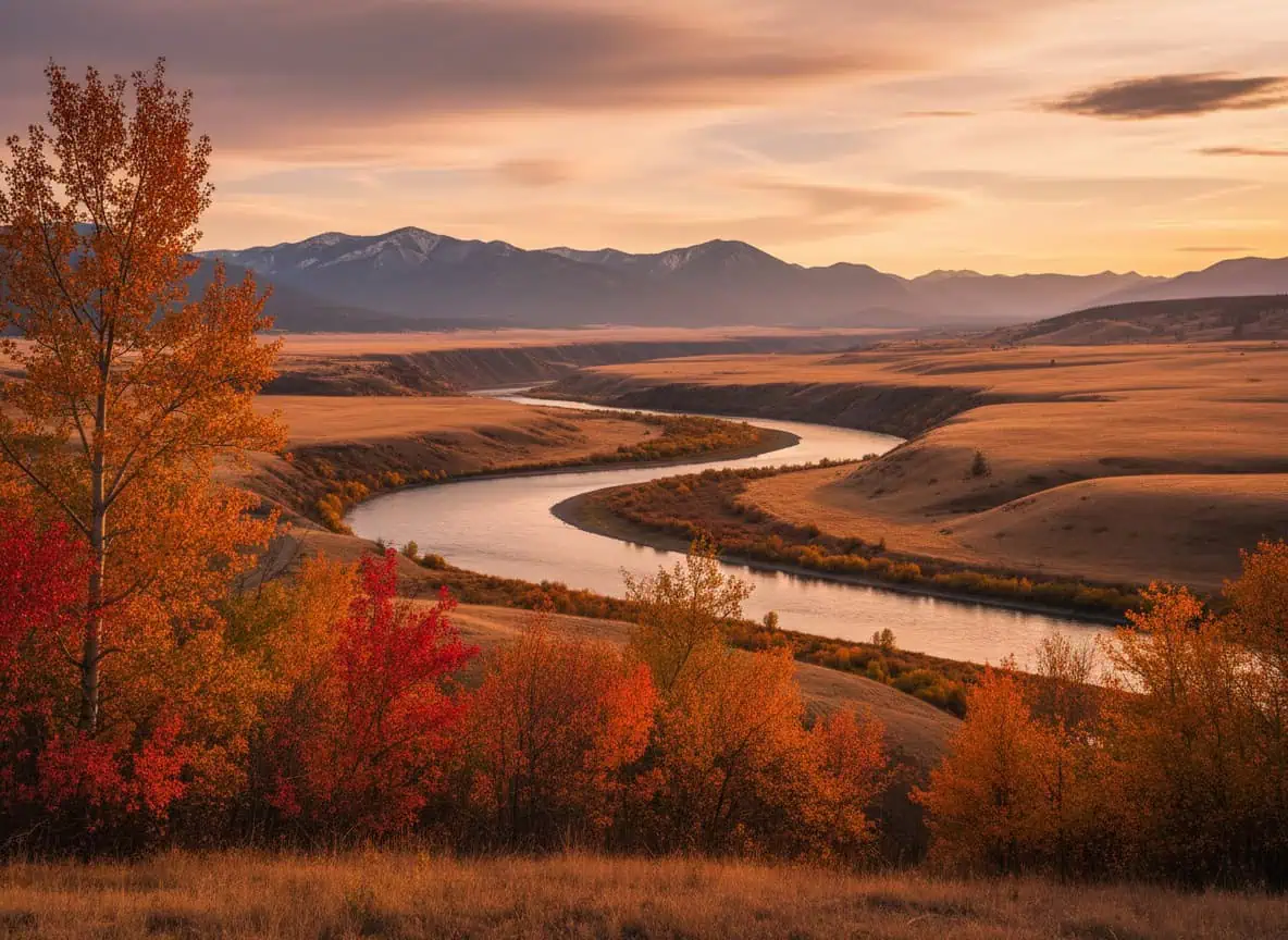 Thompson River valley in interior British Columbia at golden hour